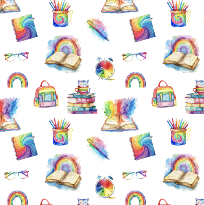 Tissu Imprimé Ecole Arc-en-ciel, 10 tissus au choix
