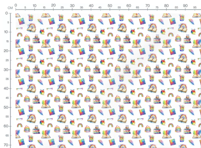 Tissu Imprimé Ecole Arc-en-ciel, 10 tissus au choix – Image 3