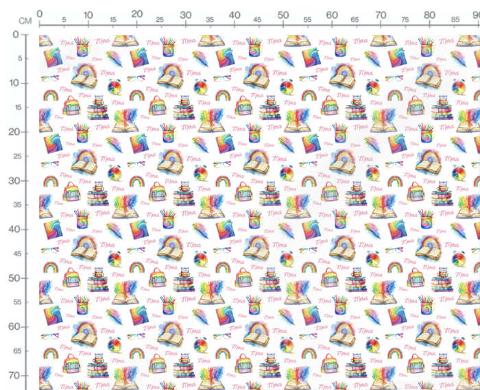 Tissu Imprimé Ecole Arc-en-ciel Merci, 10 tissus au choix – Image 3