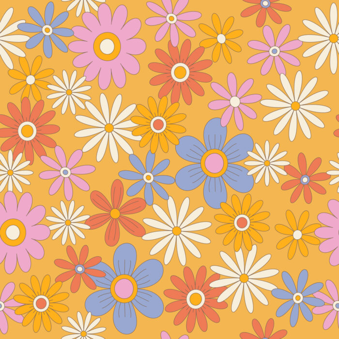 Tissu Imprimé Fleurs Joyeuses Jaune, 10 tissus au choix