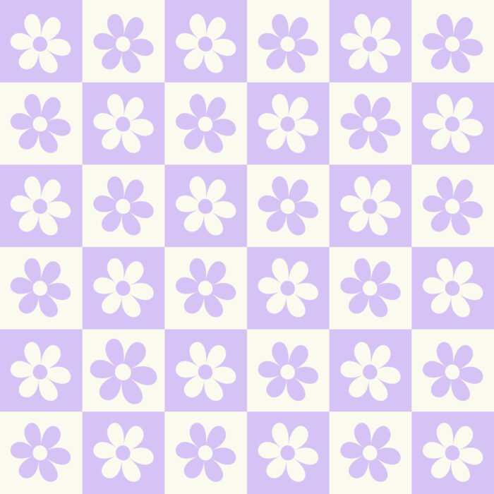 Tissu Imprimé Fleurs Lavande Damier, 10 tissus au choix