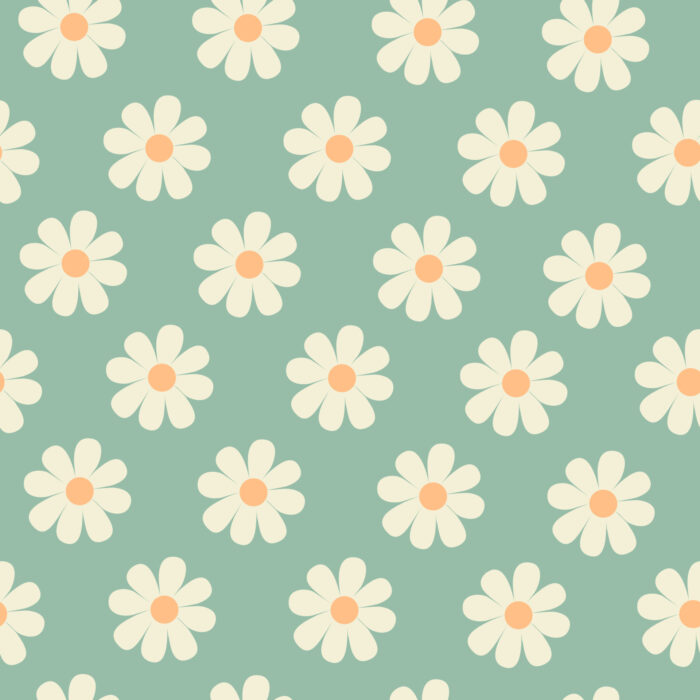 Tissu Imprimé Fleurs Marguerites Menthe, 10 tissus au choix