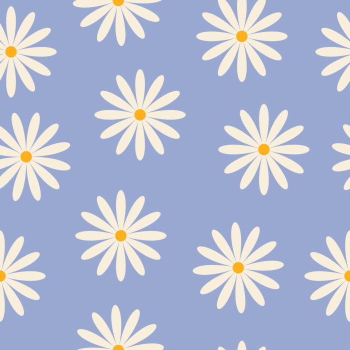 Tissu Imprimé Fleurs Paquerettes Lavande, 10 tissus au choix