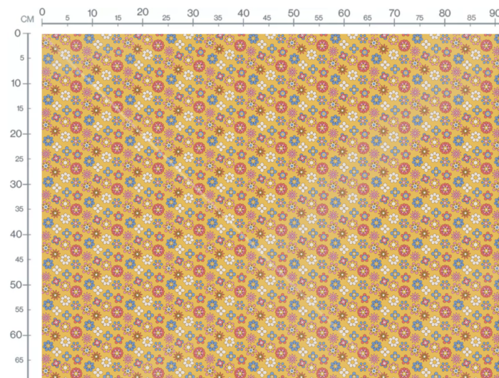 Tissu Imprimé Fleurs Retro Jaune, 10 tissus au choix – Image 3