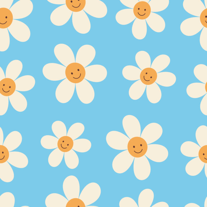 Tissu Imprimé Fleurs Smiley Bleu, 10 tissus au choix