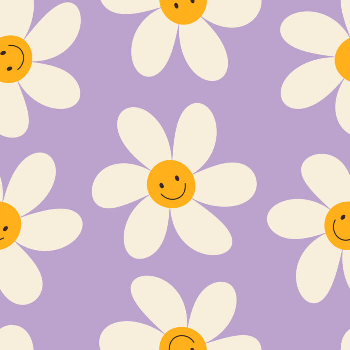Tissu Imprimé Fleurs Smiley Lavande, 10 tissus au choix