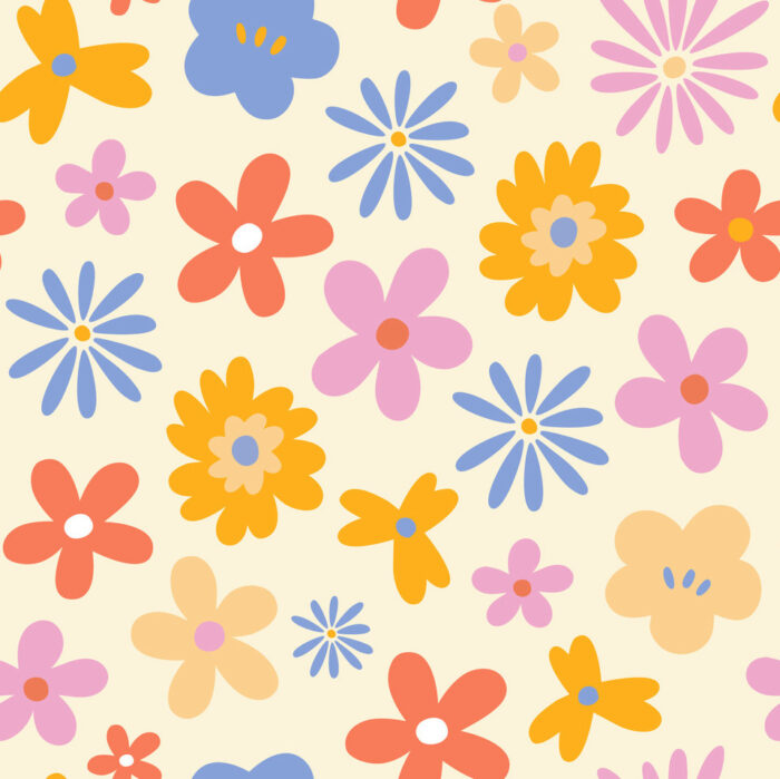 Tissu Imprimé Fleurs Vanille Couleurs, 10 tissus au choix