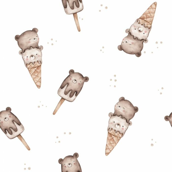 Tissu Imprimé Glace Ourson, 4 coloris et 10 tissus au choix