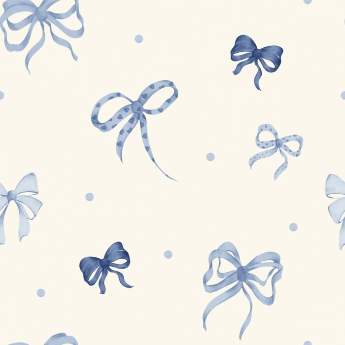 Tissu Imprimé Noeuds et Pois Bleu, 10 tissus au choix