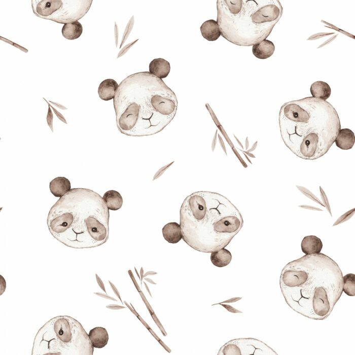 Tissu Imprimé Panda Mignon, 5 coloris et 10 tissus au choix
