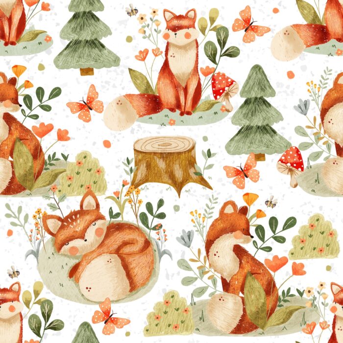 Tissu Imprimé Renard Foret Petit, 10 tissus au choix