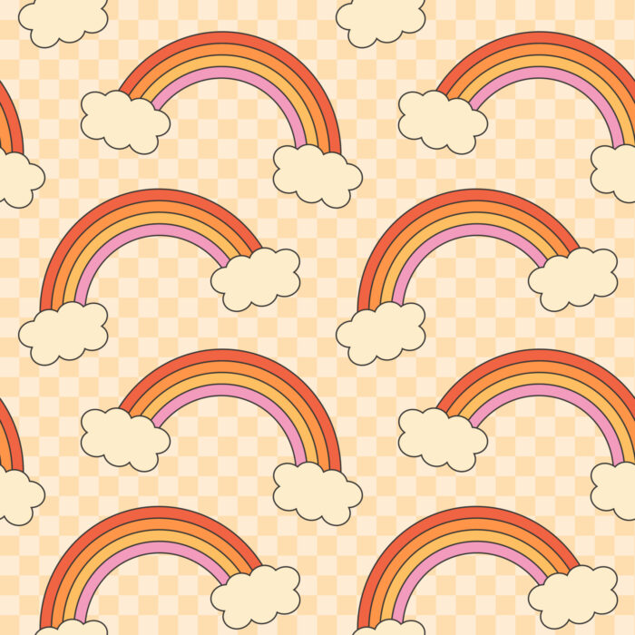 Tissu Imprimé Retro Arc-en-ciel Damier, 10 tissus au choix