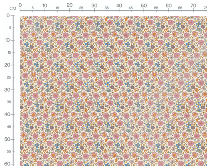 Tissu Imprimé Retro Fleurs Couleurs Vanille, 10 tissus au choix – Image 3