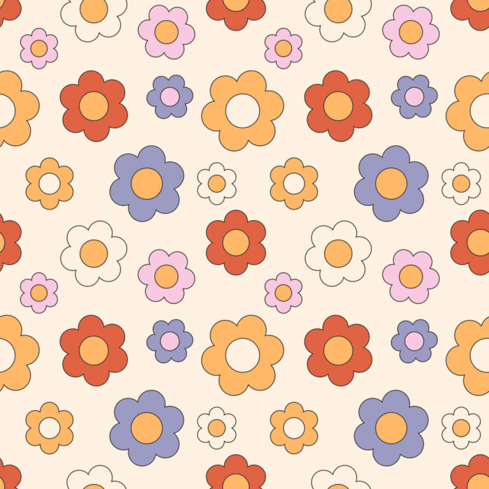 Tissu Imprimé Retro Fleurs Pastel Vanille, 10 tissus au choix