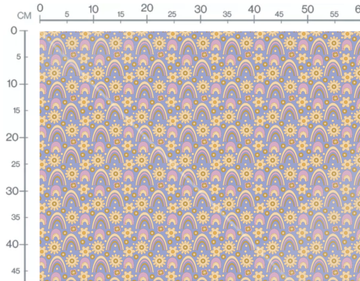 Tissu Imprimé Retro Groovy Arc-en-ciel Bleu, 10 tissus au choix – Image 3