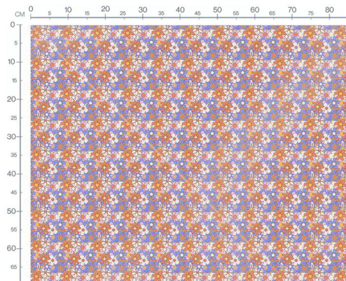 Tissu Imprimé Retro Groovy Fleuri Violet, 10 tissus au choix – Image 3