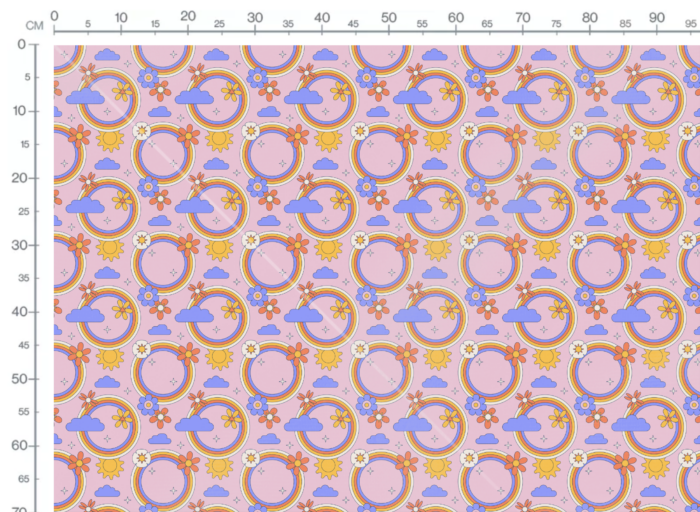 Tissu Imprimé Retro Hippie Ciel Rose, 10 tissus au choix – Image 3