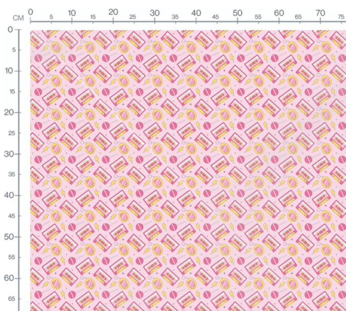 Tissu Imprimé Retro Musique Rose, 10 tissus au choix – Image 3