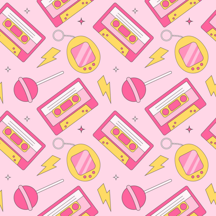 Tissu Imprimé Retro Musique Rose, 10 tissus au choix