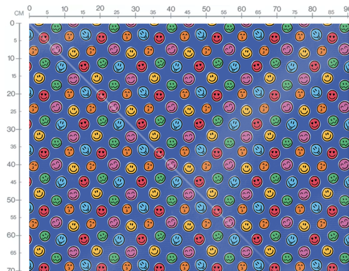 Tissu Imprimé Smile Bleu, 10 tissus au choix – Image 3