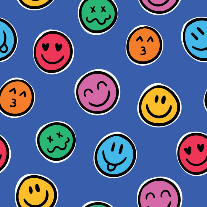 Tissu Imprimé Smile Bleu, 10 tissus au choix