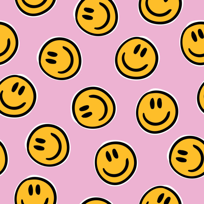 Tissu Imprimé Smiley Rose, 10 tissus au choix