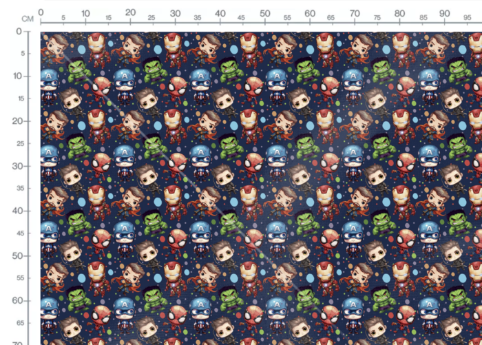Tissu imprimé Superheros Mignons Bleu, 10 tissus au choix – Image 2
