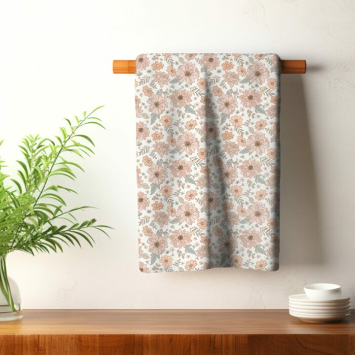 Torchon de Cuisine Fleurs Douceur Rose