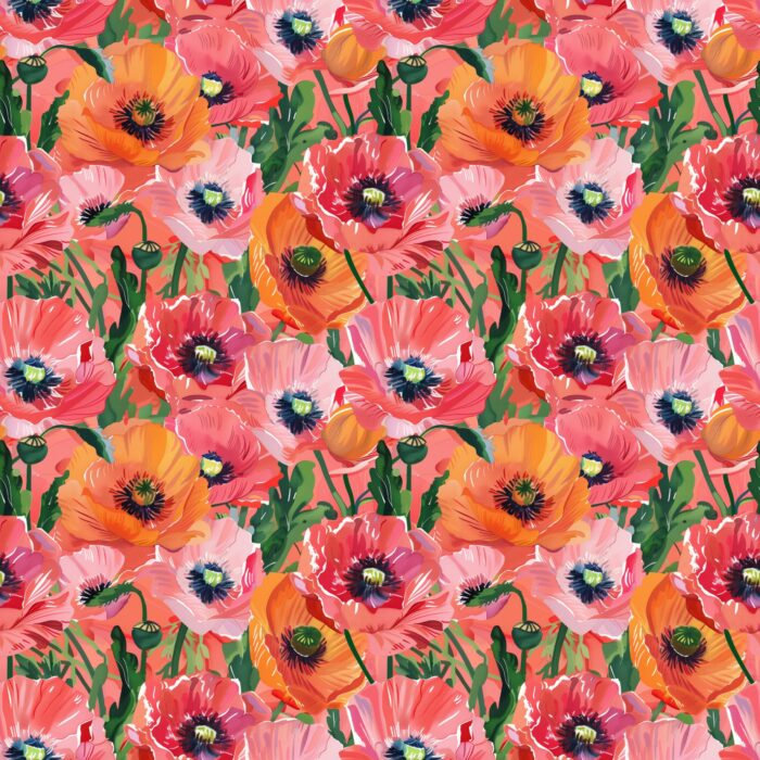 Tissu Imprimé Coquelicots Peinture, 10 tissus au choix