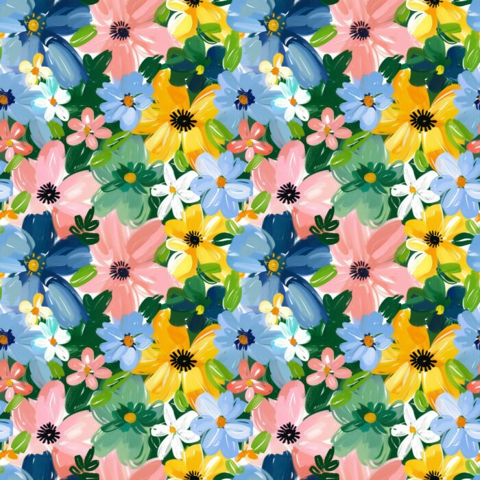 Tissu Imprimé Fleurs Printemps Peinture, 10 tissus au choix