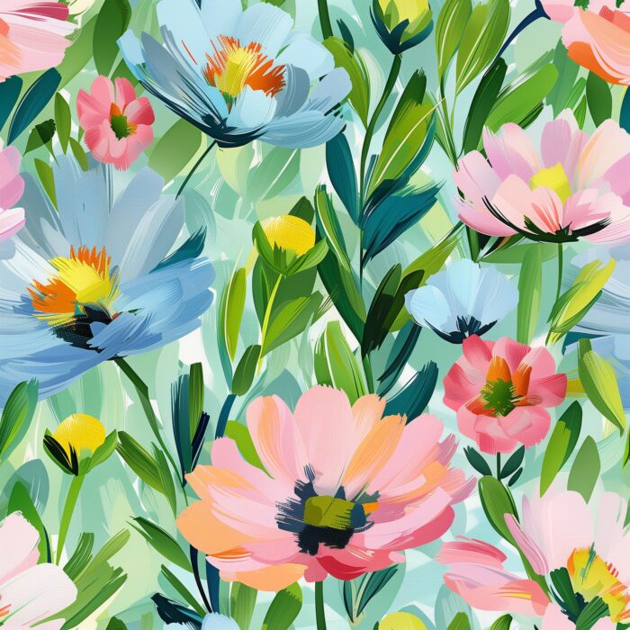 Tissu Imprimé Fleurs Printemps Turquoise, 10 tissus au choix – Image 4