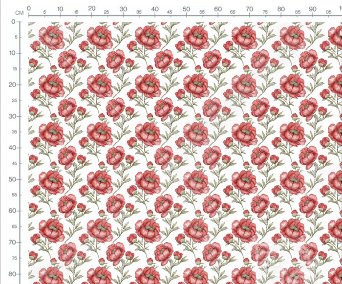 Tissu Imprimé Fleurs Pivoines Rouges, 10 tissus au choix – Image 3