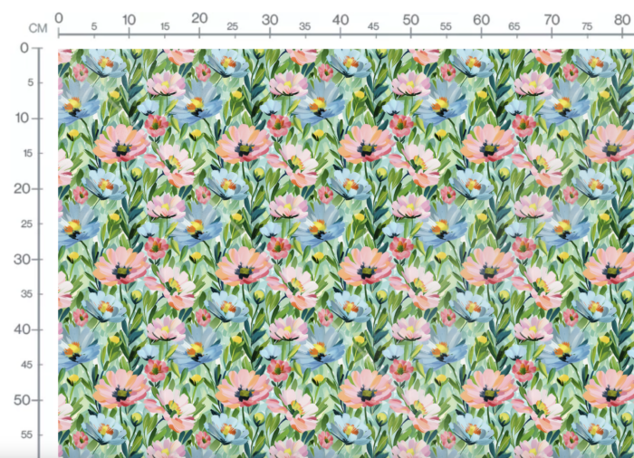 Tissu Imprimé Fleurs Printemps Turquoise, 10 tissus au choix – Image 3