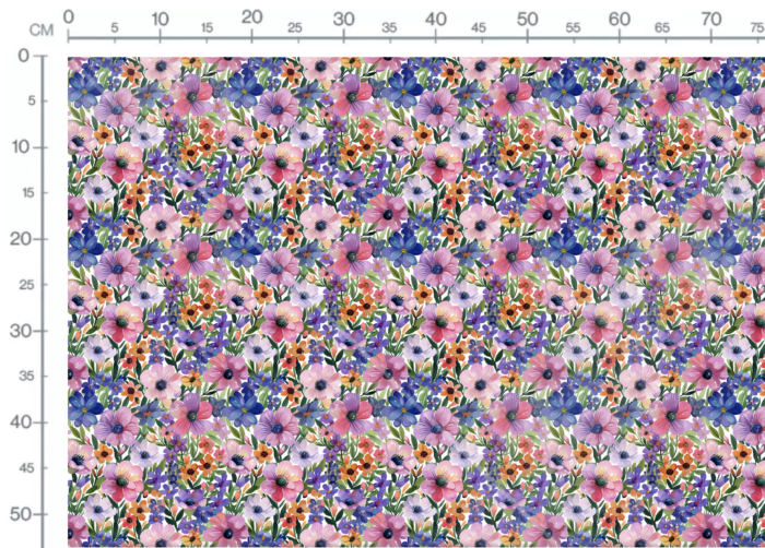 Tissu Imprimé Fleurs Violettes et Oranges, 10 tissus au choix – Image 3