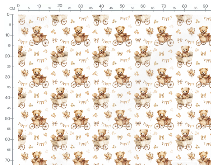 Tissu Imprimé Ourson Poussette Vintage, 10 tissus au choix – Image 2