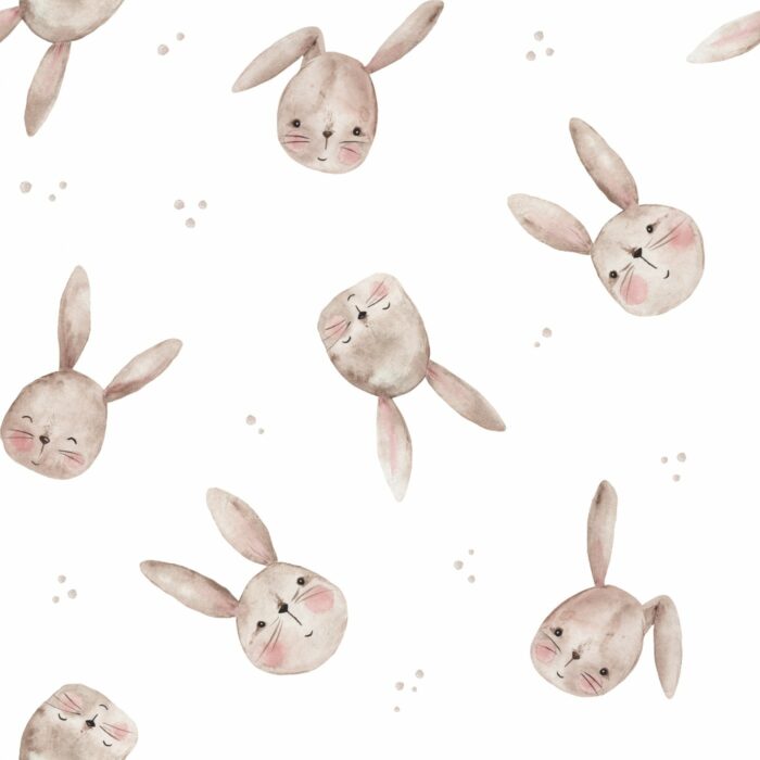 Tissu Imprimé Bébé Lapin Tout Mignon, 2 coloris et 11 tissus au choix