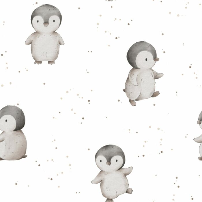 Tissu Imprimé Bébé Pingouin Tout Mignon, 2 coloris et 11 tissus au choix