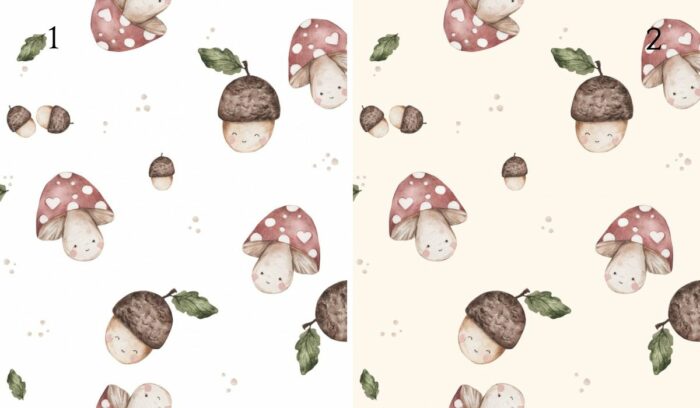 Tissu Imprimé Champignon Gland Mignon, 2 coloris et 11 tissus au choix – Image 4