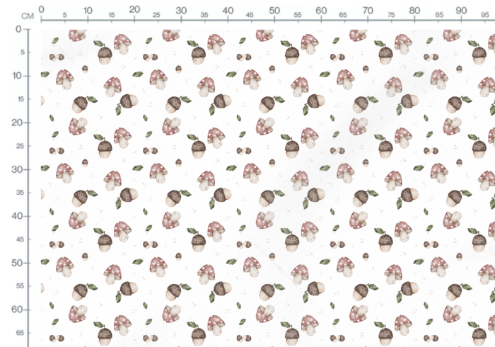 Tissu Imprimé Champignon Gland Mignon, 2 coloris et 11 tissus au choix – Image 3
