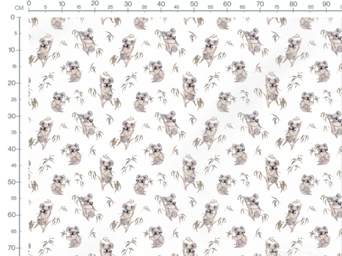 Tissu Imprimé Koala Bambou Blanc, 11 types de tissus au choix – Image 3