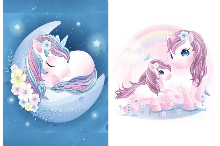 Lot de 2 Panneaux Couverture Licorne, 70 x 100 cm chacun