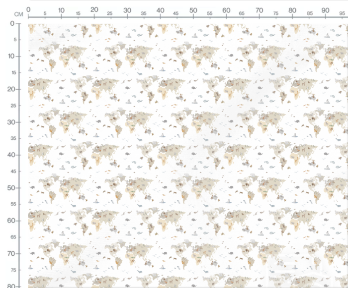Tissu Imprimé Carte du Monde Animaux, 5 coloris et 11 tissus au choix – Image 3