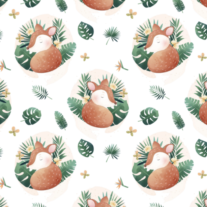 Tissu Exclusif Monstera Biche, 3 tailles et 11 tissus au choix