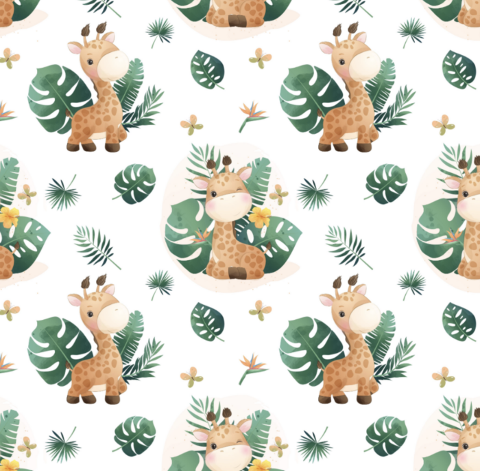 Tissu Exclusif Monstera Girafe, 3 tailles et 11 tissus au choix