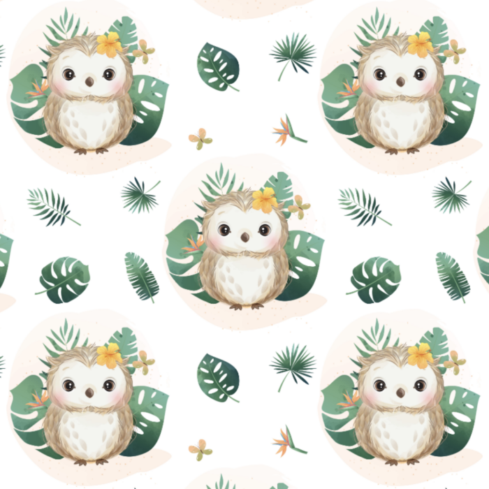 Tissu Exclusif Monstera Hibou, 3 tailles et 11 tissus au choix
