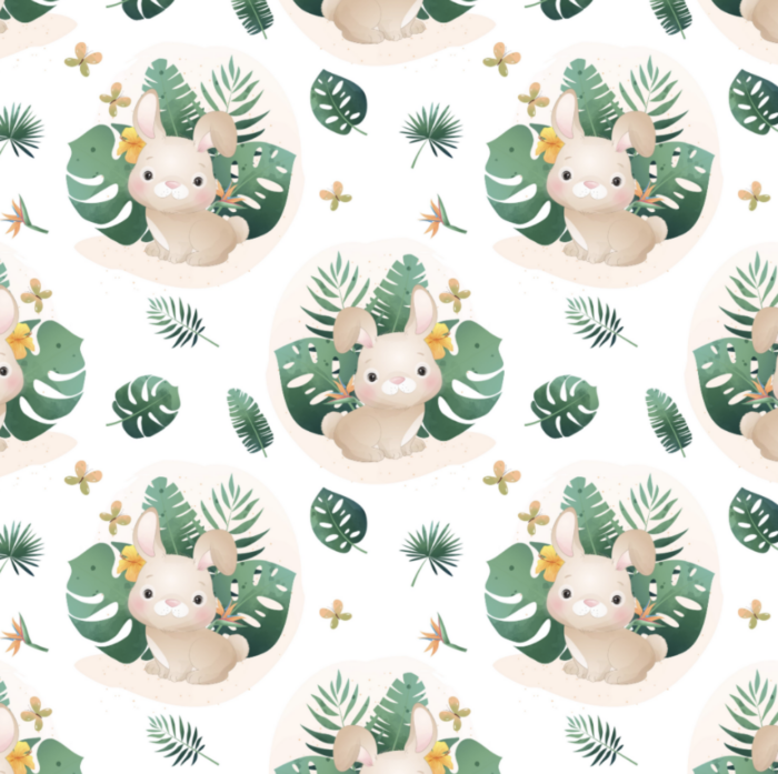 Tissu Exclusif Monstera Lapin, 3 tailles et 11 tissus au choix