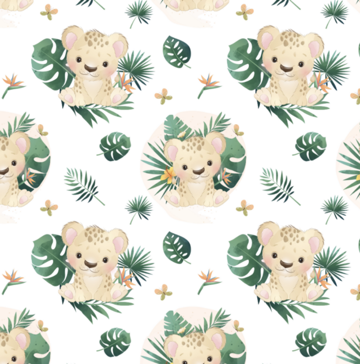 Tissu Exclusif Monstera Lionceau , 3 tailles et 11 tissus au choix