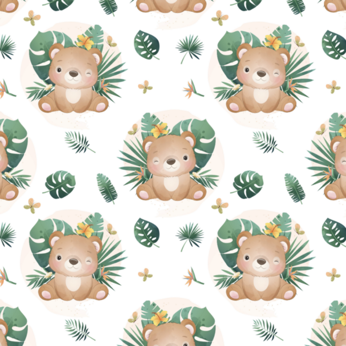 Tissu Exclusif Monstera Ourson, 3 tailles et 11 tissus au choix