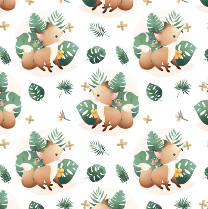 Tissu Exclusif Monstera Renard, 3 tailles et 11 tissus au choix