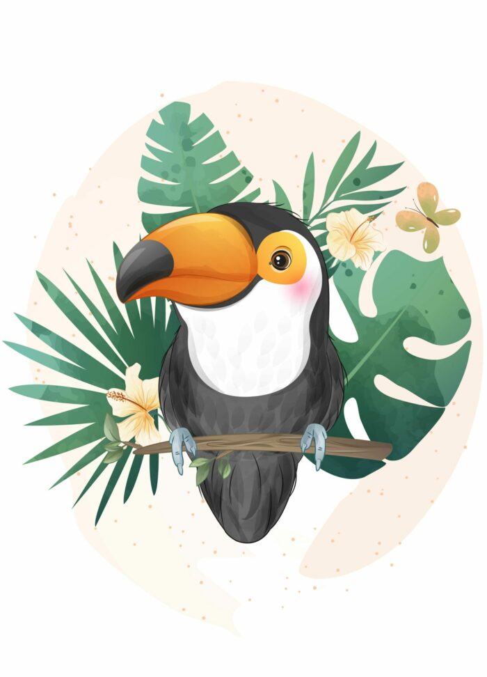 Panneau Couverture 72x100 cm, Monstera Toucan
